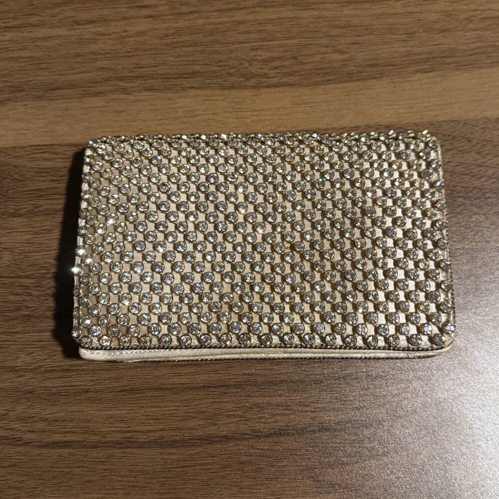 Saks Fifth Avenue: Gold Clutch Purse (Vintage) Rhinestone